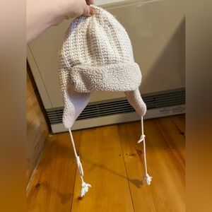Lambs wool/ cashmere J Crew Cozy White Knit Earflap Hat